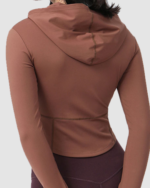 Women’s Long Sleeve Zipper Crop Yoga Jacket LW-010 - Image 2