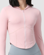 Women’s Long Sleeve Zipper Crop Yoga Jacket LW-010 - Image 3