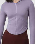 Women’s Long Sleeve Zipper Crop Yoga Jacket LW-010 - Image 4