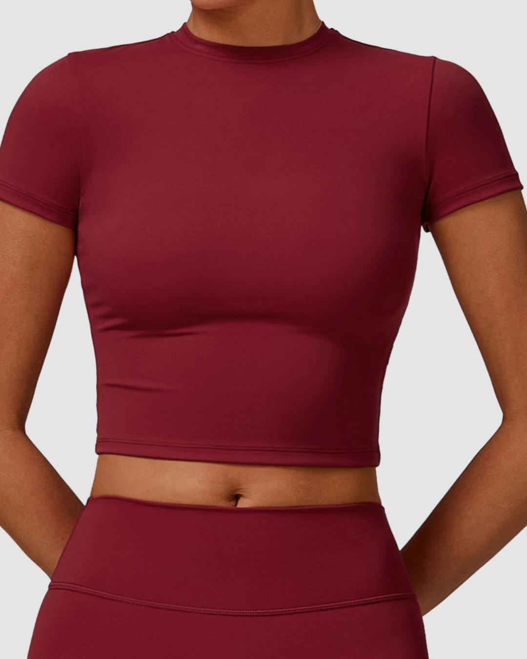 1 Women’s Quick-Dry Cropped Sports T-Shirt LW-019 - Image 1