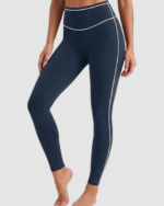 Women’s High-Waist Contrast Piping No-Front-Seam Leggings LW-030 - Image 2