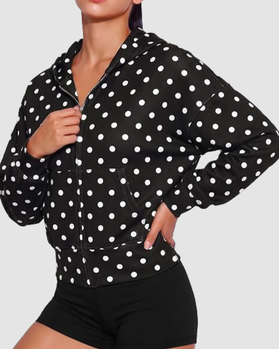 1 Women’s Cropped Printed Hoodie Jacket LW-024 - Image 1