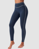Women’s High-Waist Contrast Piping No-Front-Seam Leggings LW-030 - Image 3