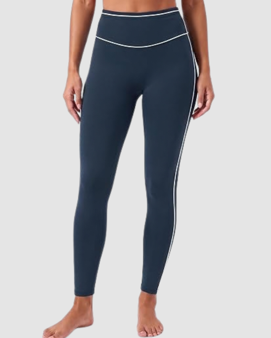 4 Women’s High-Waist Contrast Piping No-Front-Seam Leggings LW-030 - Image 1