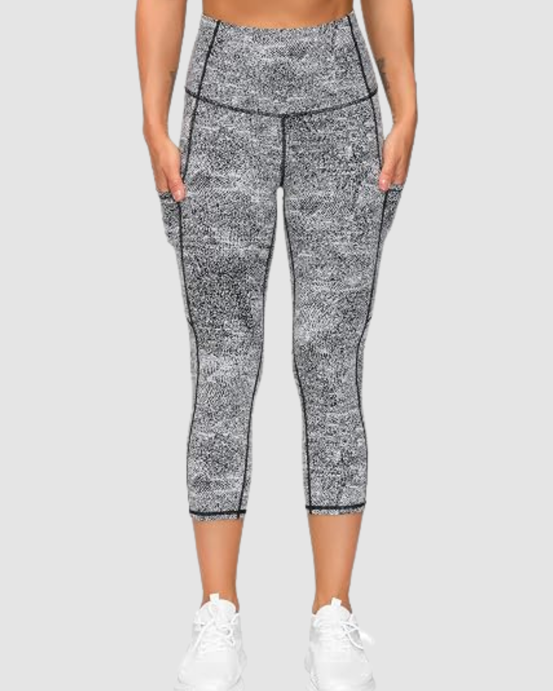 1 Women's High-Waisted Capri Yoga Leggings with Pockets LW-044 - Image 1