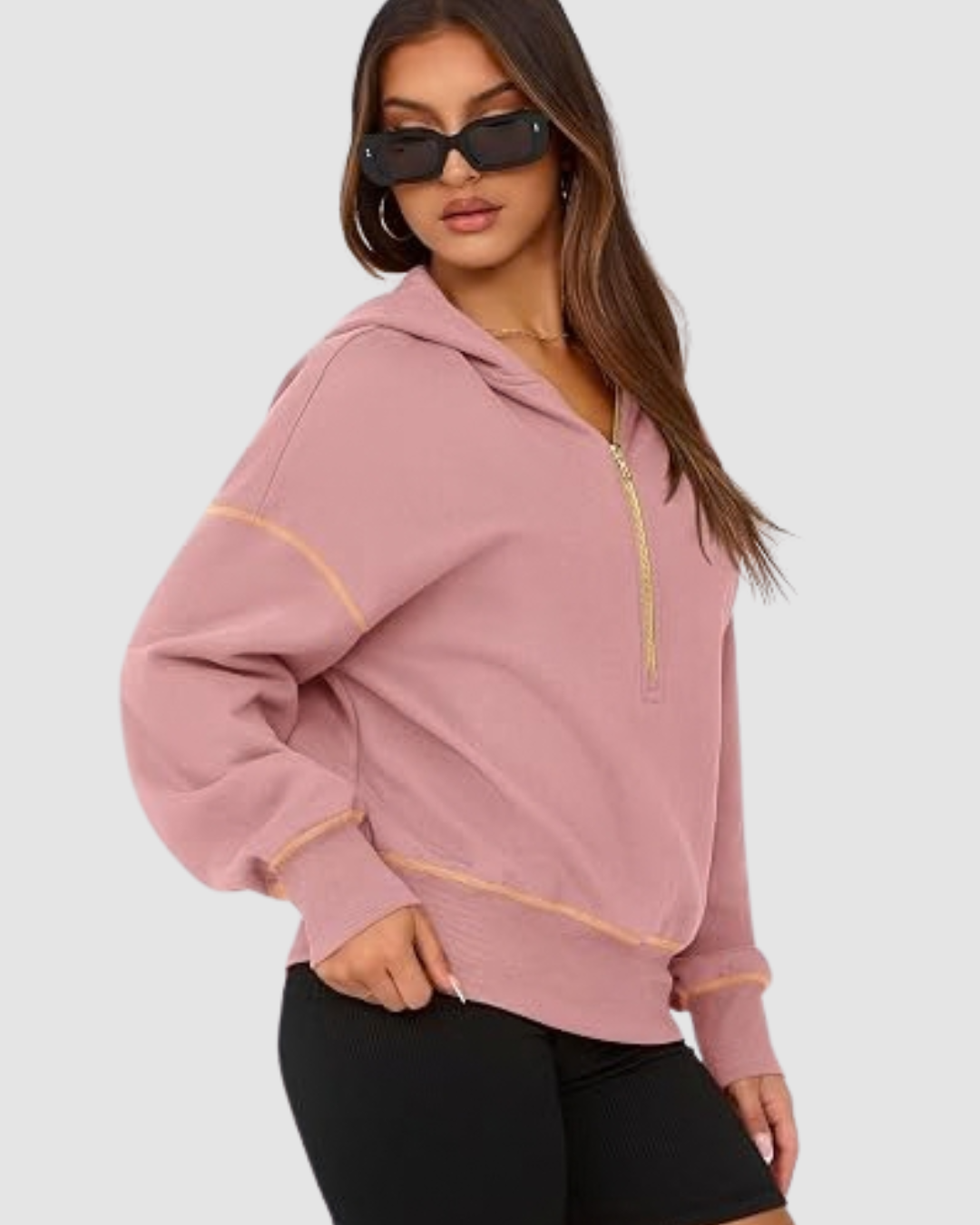 1 Women’s Half-Zip Cropped Hoodie LW-038 - Image 1