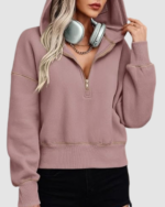 Women’s Half-Zip Cropped Hoodie LW-038 - Image 3
