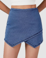 Women's High-Waisted Blue Denim Wrap Skirt LW-042 - Image 3
