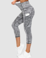 Women's High-Waisted Capri Yoga Leggings with Pockets LW-044 - Image 3