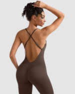 Women’s Flare Backless Workout Jumpsuit LW-036 - Image 3
