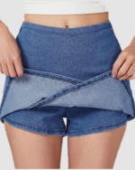 Women's High-Waisted Blue Denim Wrap Skirt LW-042 - Image 4