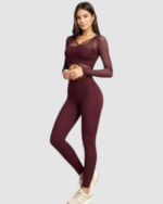 Women’s V-Neck Mesh Crop Workout Top LW-037 - Image 4