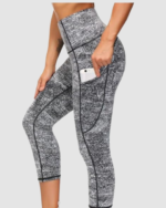 Women's High-Waisted Capri Yoga Leggings with Pockets LW-044 - Image 4
